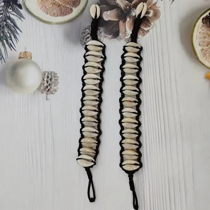 Bracelet Tissé en Perles de Coquillage pour Femmes et Hommes Classique Bracelet d'Identification Corde Tissée à la Main Occasions Spéciales Polyvalent
