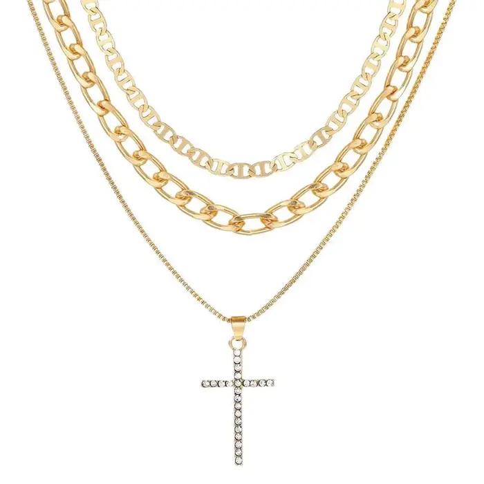 Collier croix pour femmes empilable empilable couches couches colliers collier en or pendentif croix
