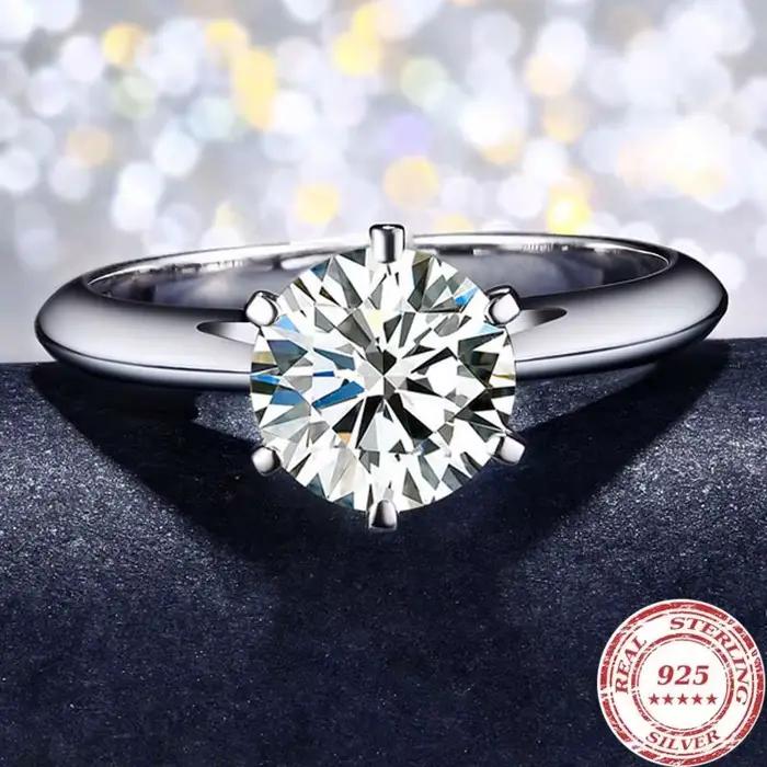 Bague en argent sterling 925 sertie de zirconium cubique pour engagement et occasions spéciales femme style classique