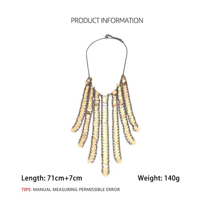 Collier cascade vintage en métal pour femme