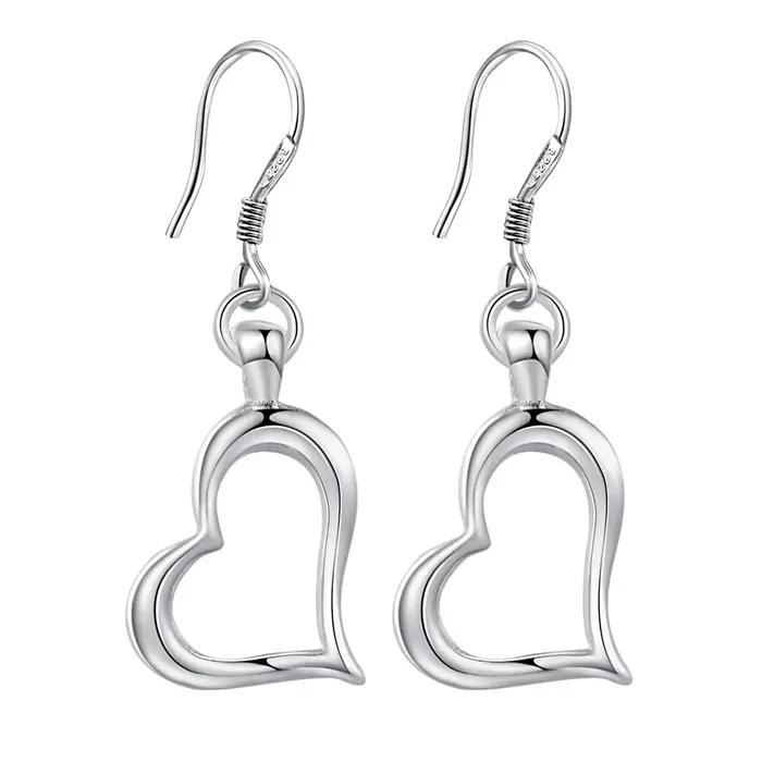 Boucles d'oreilles coeur en argent regardé 925 pour femme