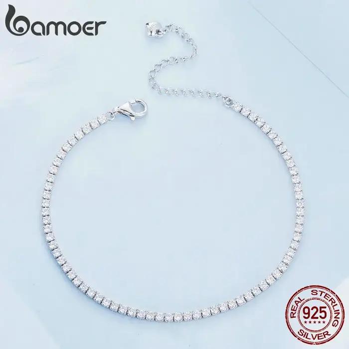 Bamoer – Bracelet de Tennis en argent Sterling 925