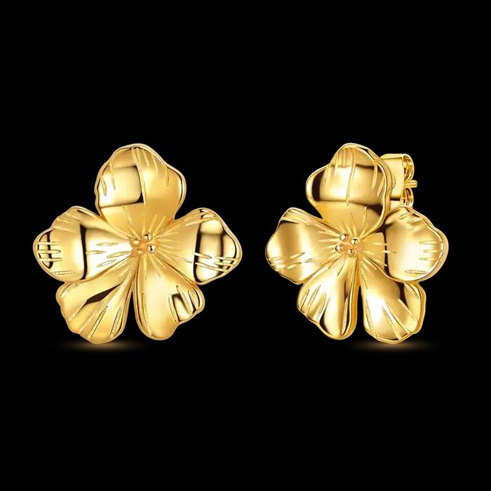 Boucles d'oreilles à fleurs dorées en argent Sterling 925, pour femmes et filles, bijoux fins, à la
