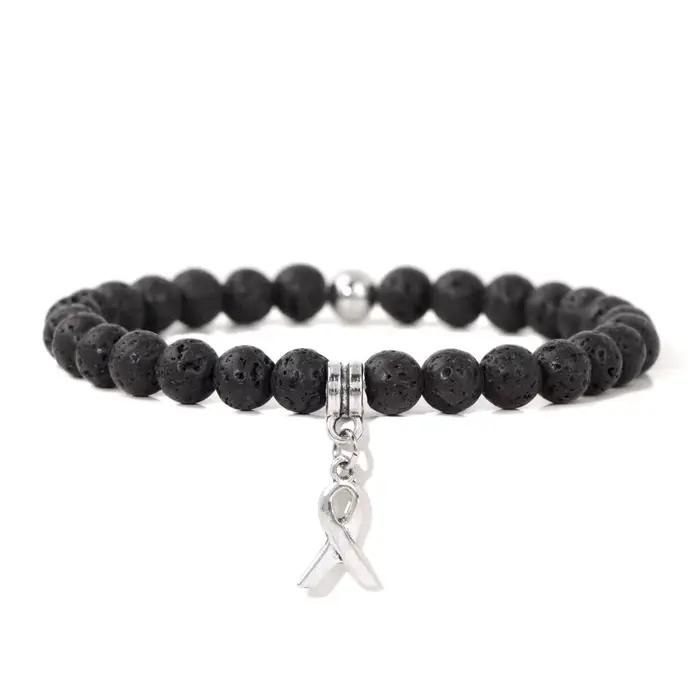 Bijoux de Manucure en Pierre Naturelle pour Homme et Femme, Perles en Œil de Tigre, Pendentif Ruban