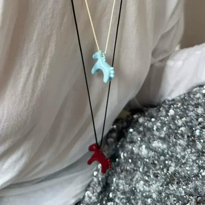 Pendentif cheval porte-bonheur bijou de fête hyfad collier chaîne corde occasion spéciale nouveau style vendange