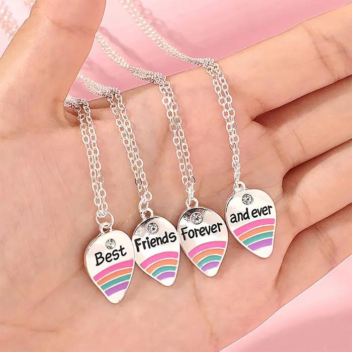 Pendentif arc-en-ciel meilleurs amis pour toujours et jamais
