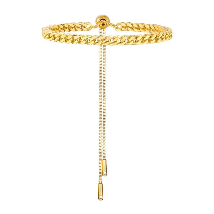 Bracelet hommes chaîne française 3mm, lien coulissant en acier inoxydable a Bracelets réglables pour hommes femmes bijoux