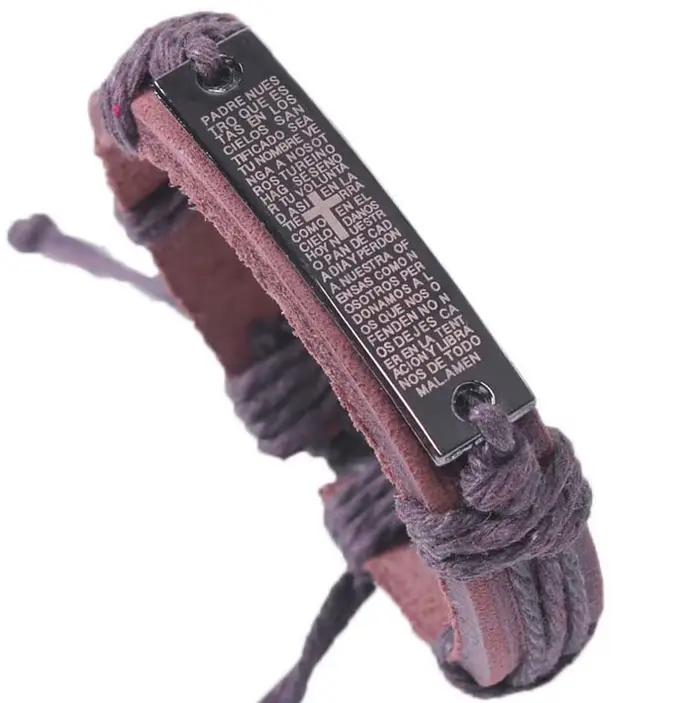 Bracelet Chrétien - Modèles à succès en cuir de vachette, bracelets et joncs vintage en cuir avec cr