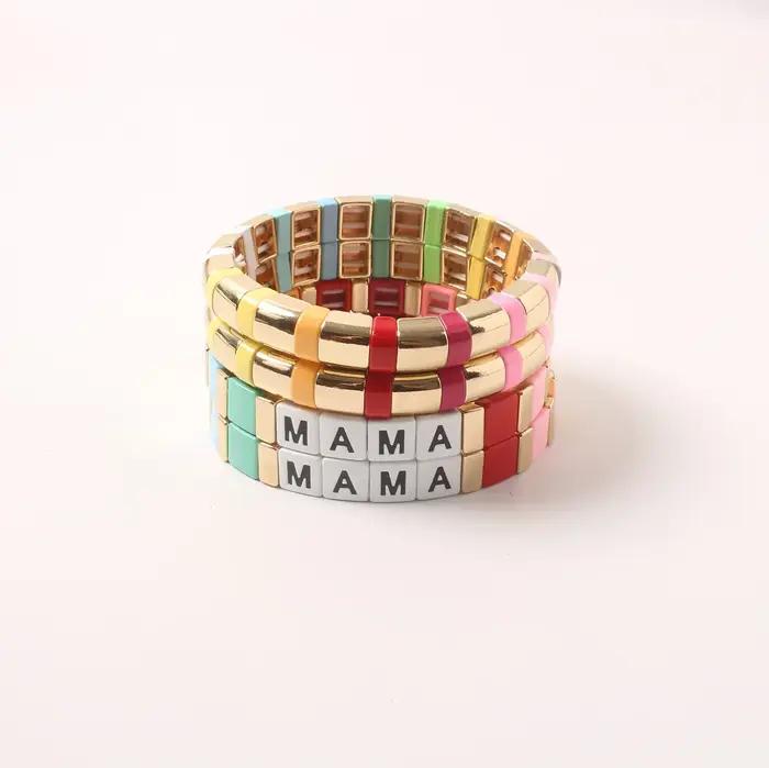 MAMA Bracelet cadeaux de fête des mères bijoux émail carrelage