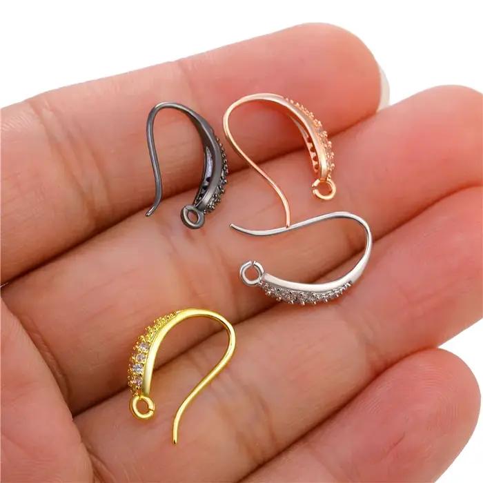 Juya boucles d'oreilles crochet cuivre avec Zircon or boucle d'oreille accessoires pour la fabrication de bijoux à la
