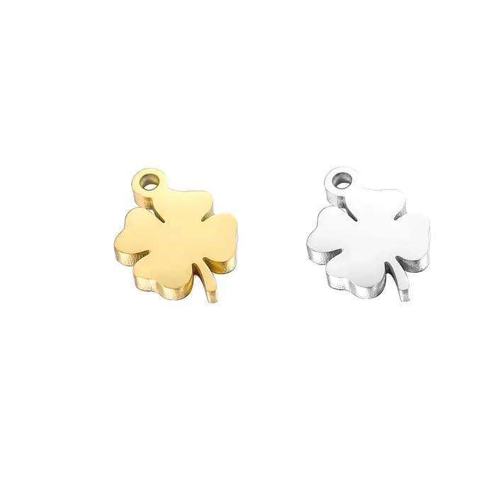 Collier porte-bonheur trèfle à quatre feuilles romantique en acier inoxydable or plaquée argent pour femmes occasions spéciales charms bijoux