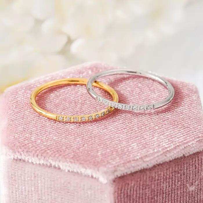 Bague CZ fine de 1mm