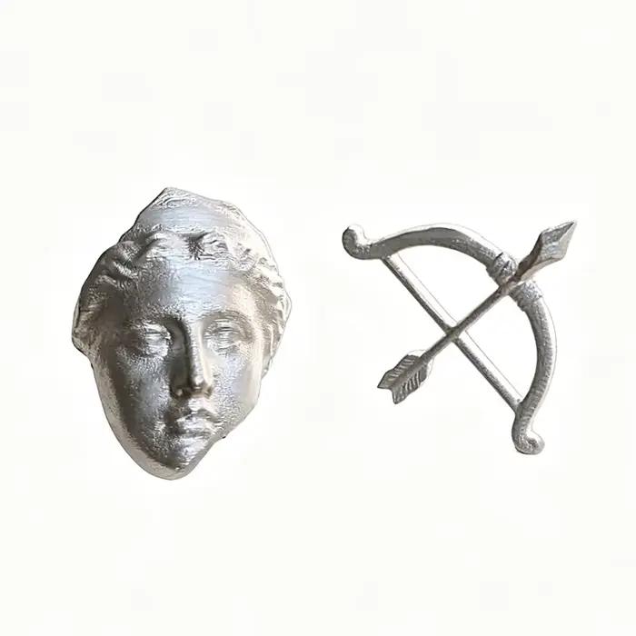 Boucles d'oreilles créatives asymétriques en forme de déesse Artemis et d'arc et flèche, bijoux en argent pour hommes et femmes, cadeau