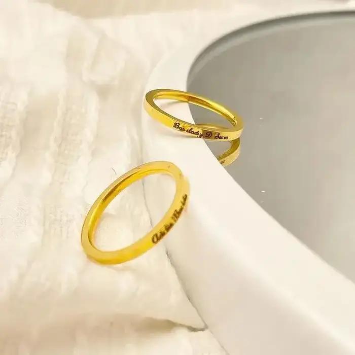 Bague personnalisée avec nom gravé en acier inoxydable pour femmes occasions spéciales mariage anniversaire engagement naissance cadeau de Saint Valentin