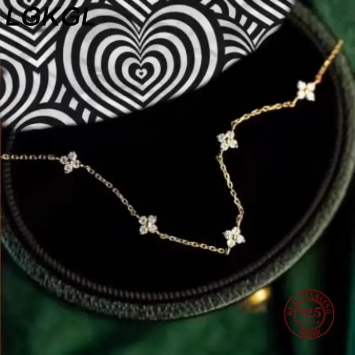 Jkeli – colliers français en argent Sterling 925 avec pendentif fleur à quatre feuilles pour femmes