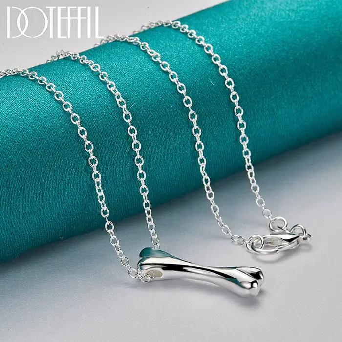 DOTEFFIL-Collier pendentif Sophia en argent regardé 925 pour homme et femme, bijoux de fête de mariage, 18 po