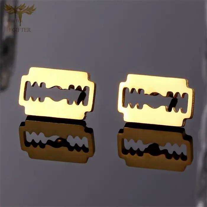 Boucles d'oreilles clous en acier inoxydable doré pour hommes