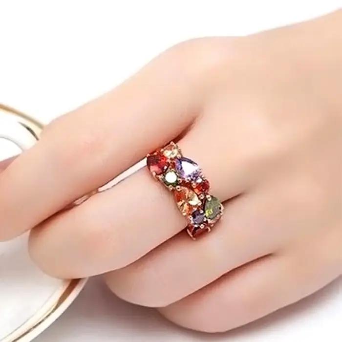 Huretailers-Bague de Doigt en Or Rose pour Femme