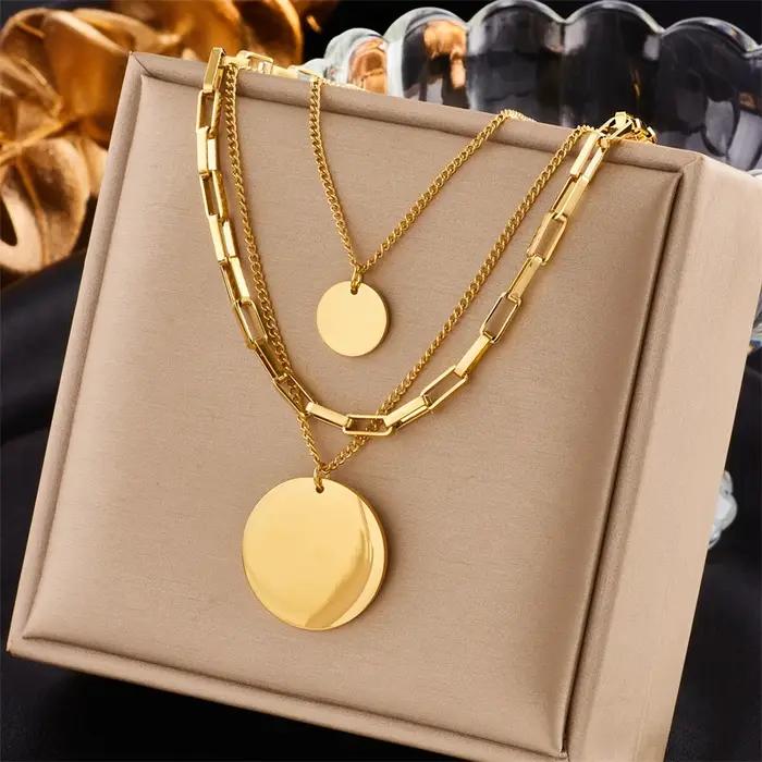Pendentif rond en acier inoxydable couleur or pour femmes mode tracker d'humeur occasion spéciale colliers DIEYURO