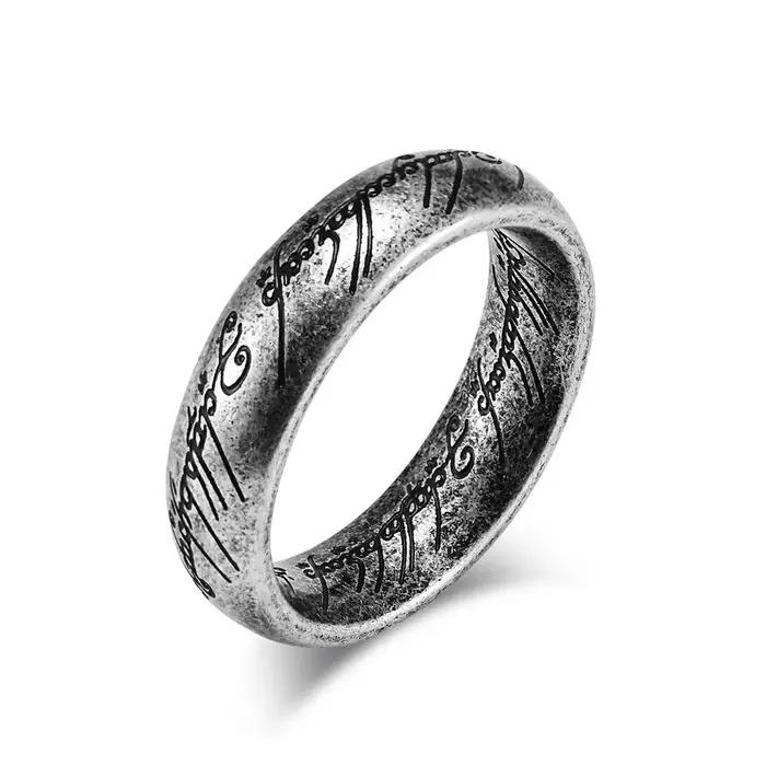 Seigneur des anneaux bague en acier inoxydable de pouvoir sculpté raffiné