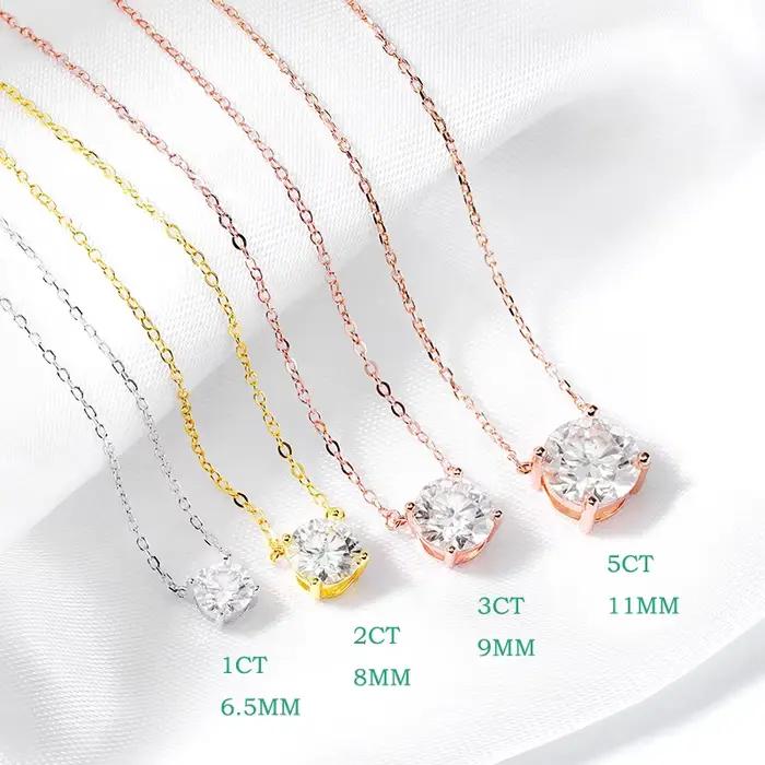 Smyoue 1-5CT couleur or Rose Moissanite collier pour femmes