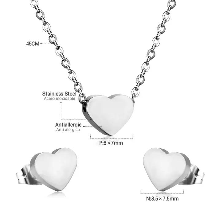 ASONSTEEL brillant coeur fleur zircone pendentif collier boucle d'oreille ensembles de bijoux en aci
