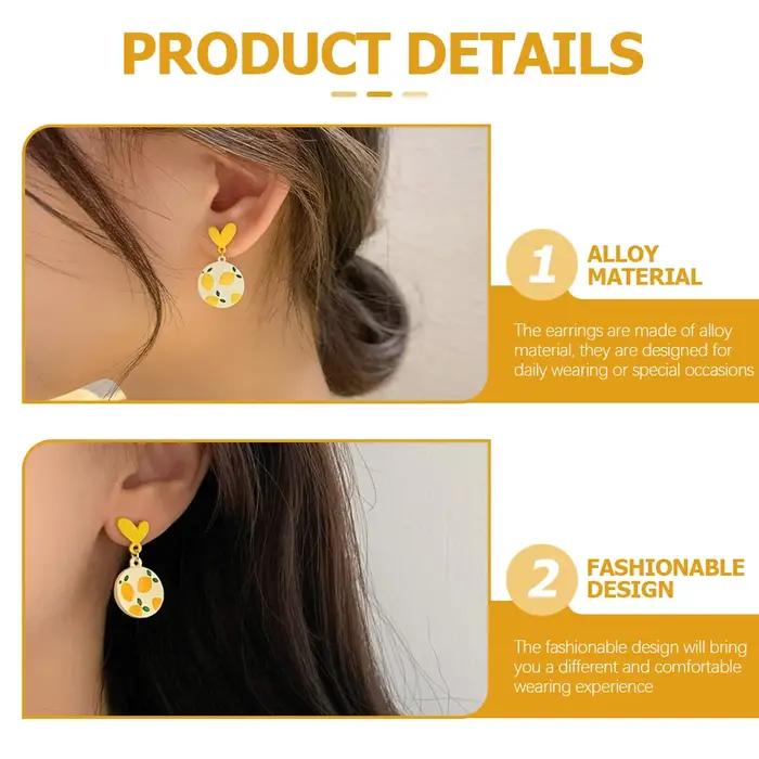 Boucles d'Oreilles Citron en Coton Unique pour Femmes Occasions Spéciales Élégantes Tendances Mode Créatives Faites pour les Annivésaires Fêtes des Mères Cadeaux Originaux