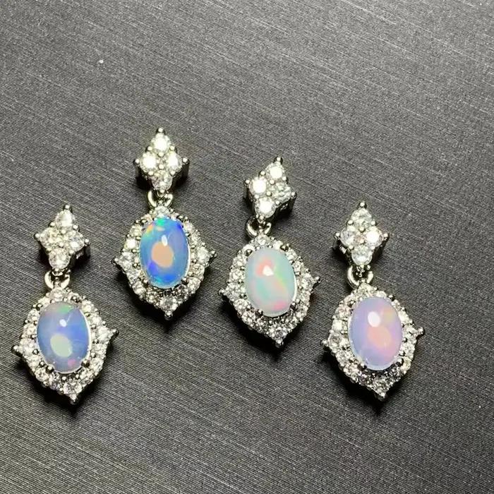 Collier pendentif ovale en opale naturelle, bijoux fins, pierres faites à la main, vente en gros, ca