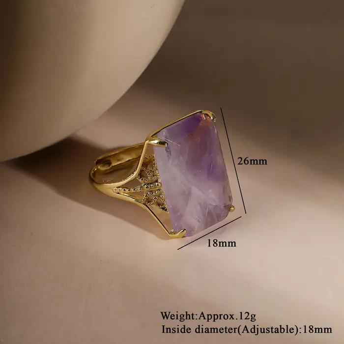 Bague en pierre d'améthyste naturelle pour femmes