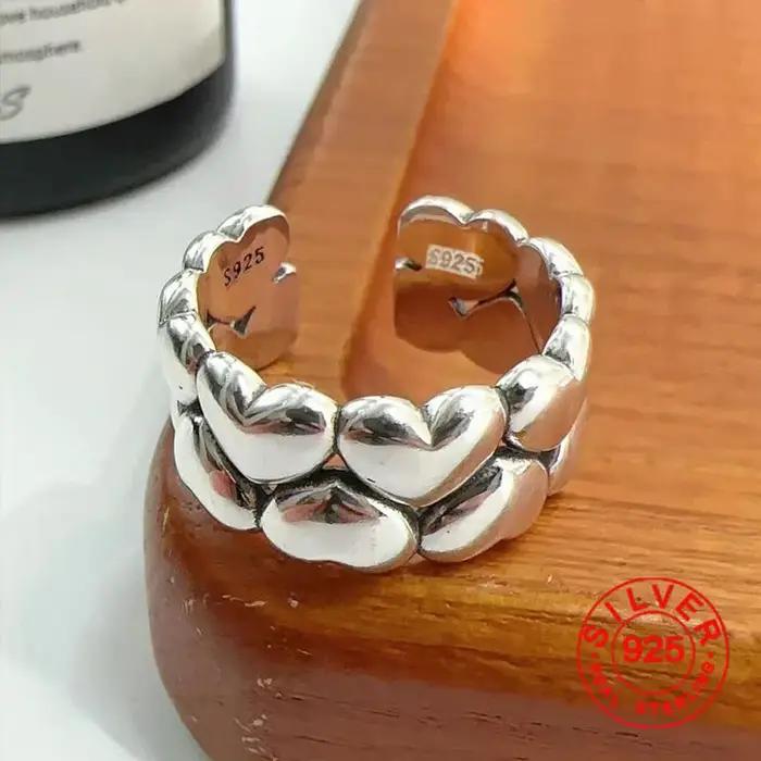 Bague en argent sterling 925 BFCLUB pour femmes design géométrique rétro minimaliste alliance de mariage cadeau occasions spéciales