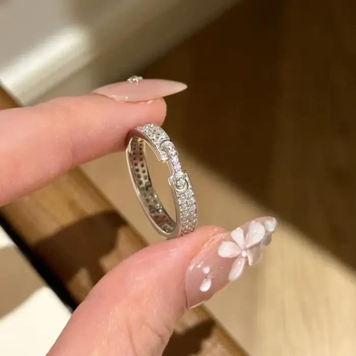 ANENJERY – bague en Zircon incrusté de géométrie couleur argent pour femmes et hommes