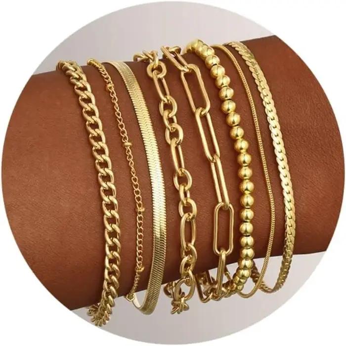 Bracelets plaqués or 14 carats délicats pour femmes et adolescentes style moderne à la mode pour les occasions spéciales
