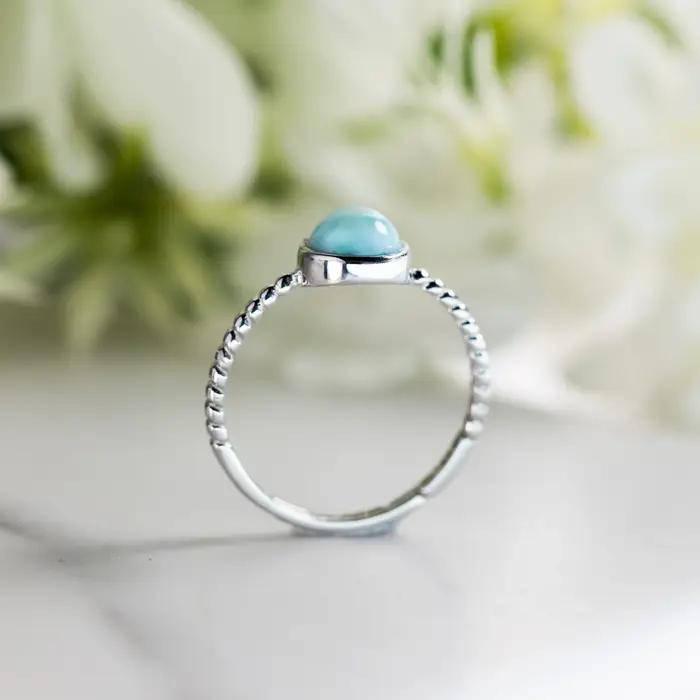 Bague minimaliste en cuivre naturel Larimar