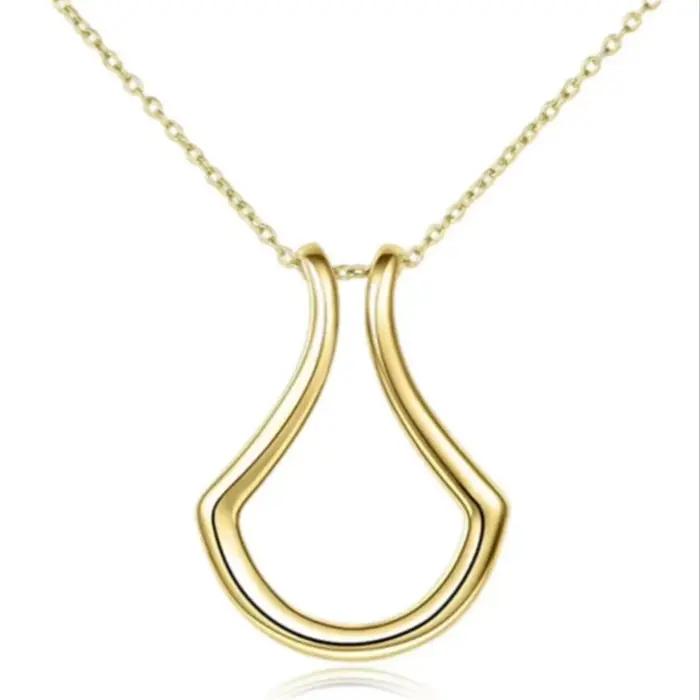 Mignon fer à cheval porte-anneau bijoux plaqué or Simple U lettre collier mariage fiançailles mariag