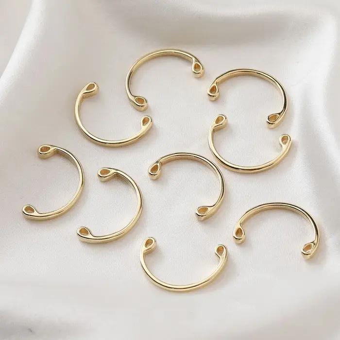 Ensemble d'anneaux demi-cercle en laiton plaqué or 14K