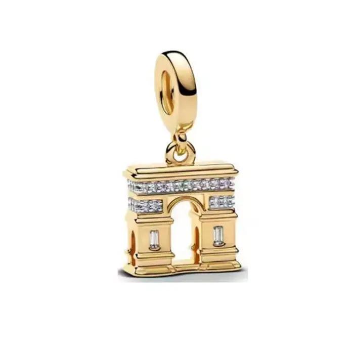 Pendentifs en argent 925 plaqué or sertis de zirconium blanc perles pour femmes occasions spéciales