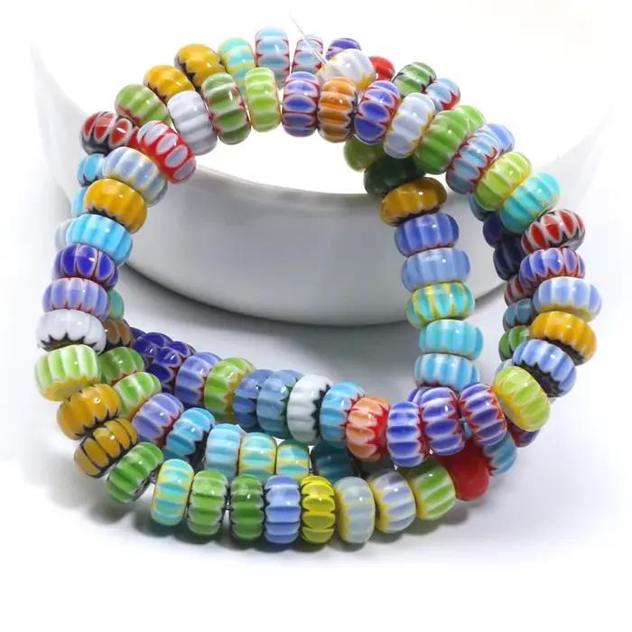 Perles rondes plates émaillées en verre tchèque pour la création de bijoux faits à la main pour femmes occasions spéciales