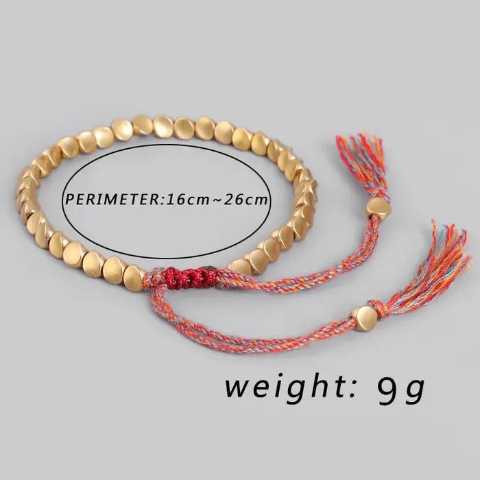 Bracelet ethnique bouddhiste tibétain en cuivre rouge pour femmes et hommes