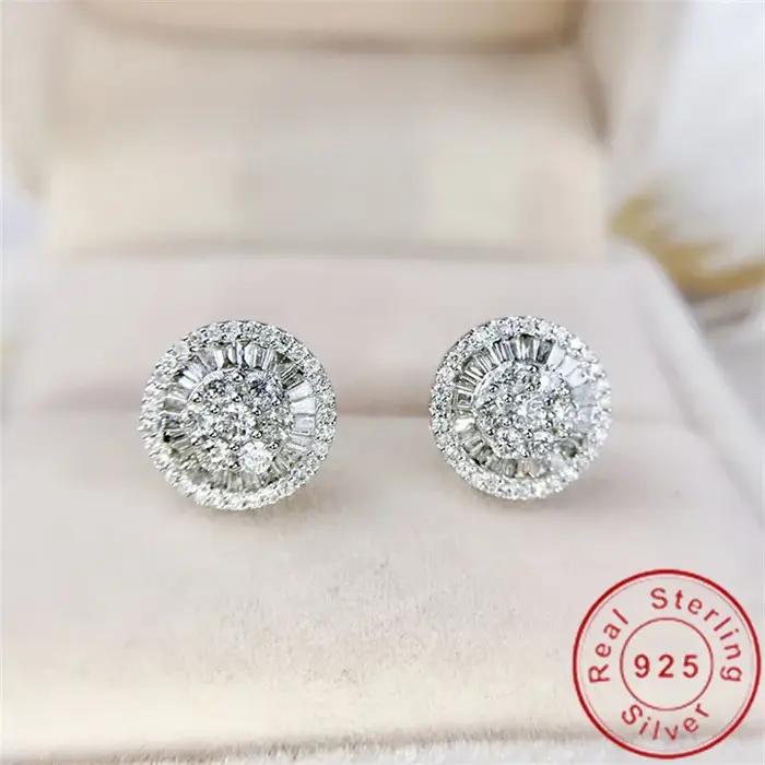 Boucles d'oreilles à breloques en or 18 carats avec diamant de laboratoire, bijoux en argent sterlin