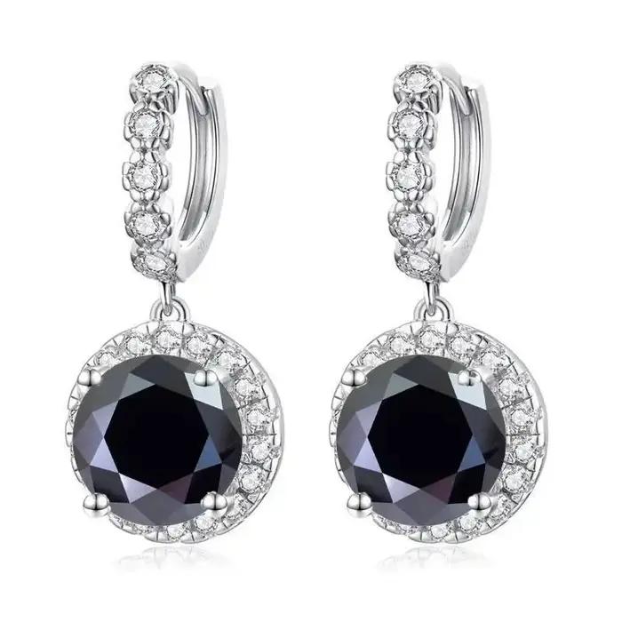 JoiasHome – boucles d'oreilles rondes classiques en Moissanite couleur D, 1CT-3CT, en argent 925, bi