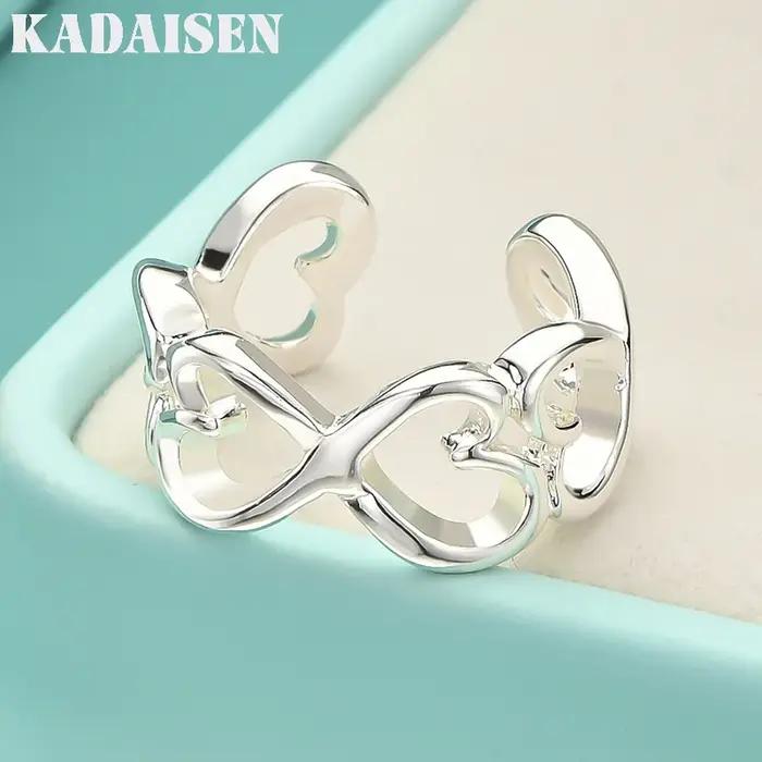 Bague en argent Sterling 925 en forme de cœur pour femmes