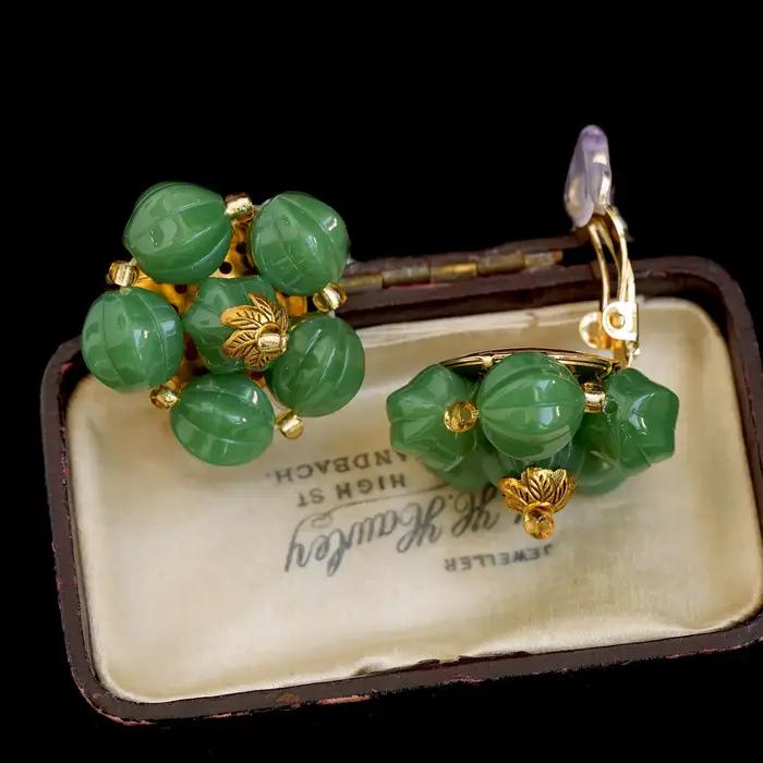 Collier et boucles d'oreilles Hippocampus double couche en agate verte