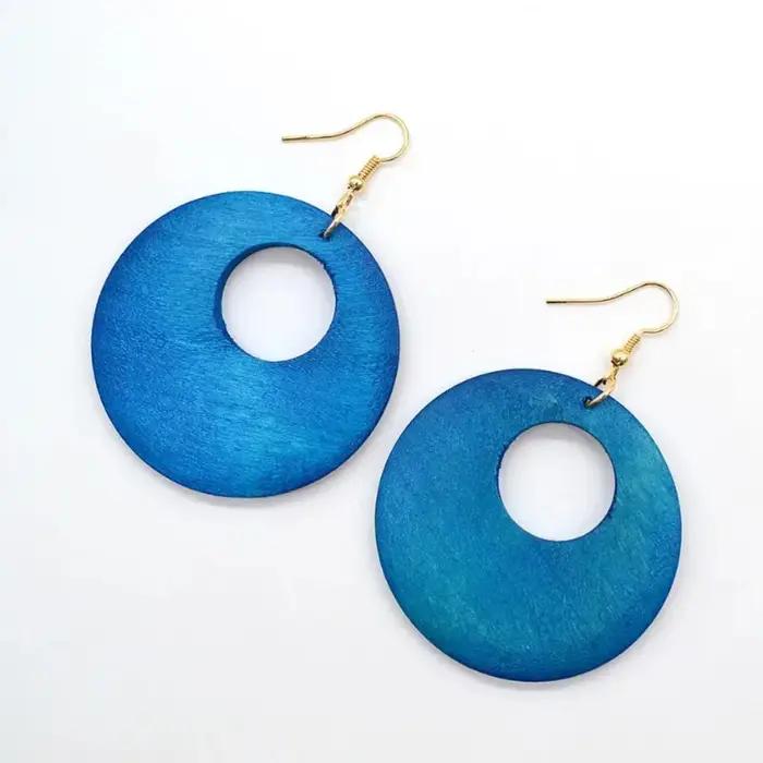 Boucles d'oreilles Vintage en bois pour femmes