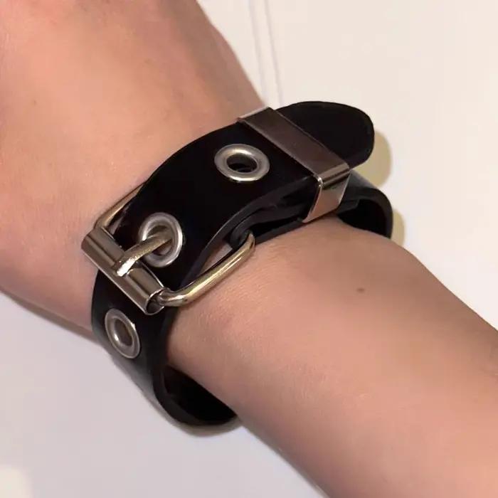 Bracelet en cuir punk verrouiller unisexe mode occasion spéciale club style original pour homme femme