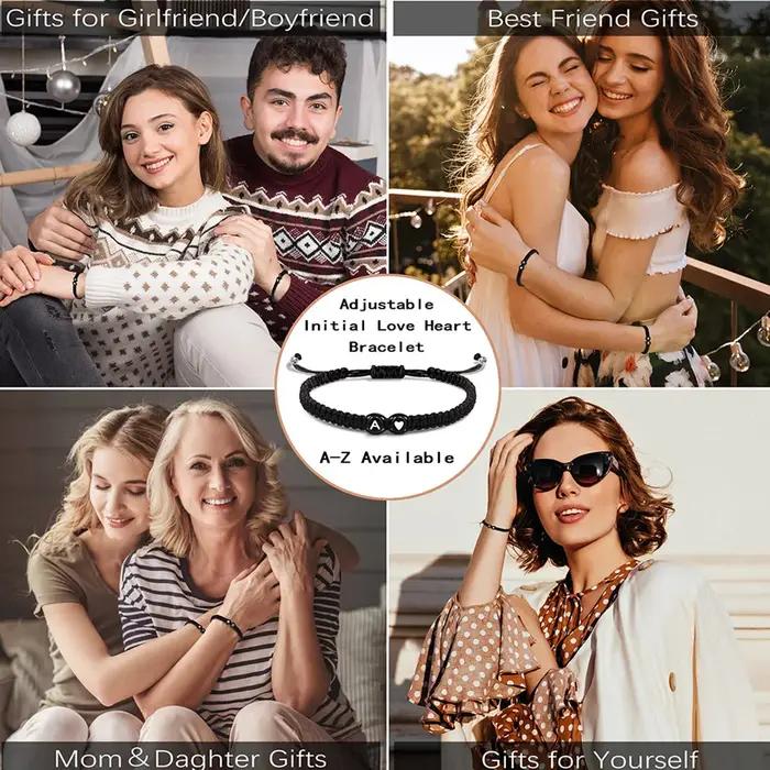 Bracelet Tressé avec Initiales Personnalisables A-Z pour Femmes et Adolescentes Cadeau d'Anniversaire ou Remise de Diplôme Bijou Unique