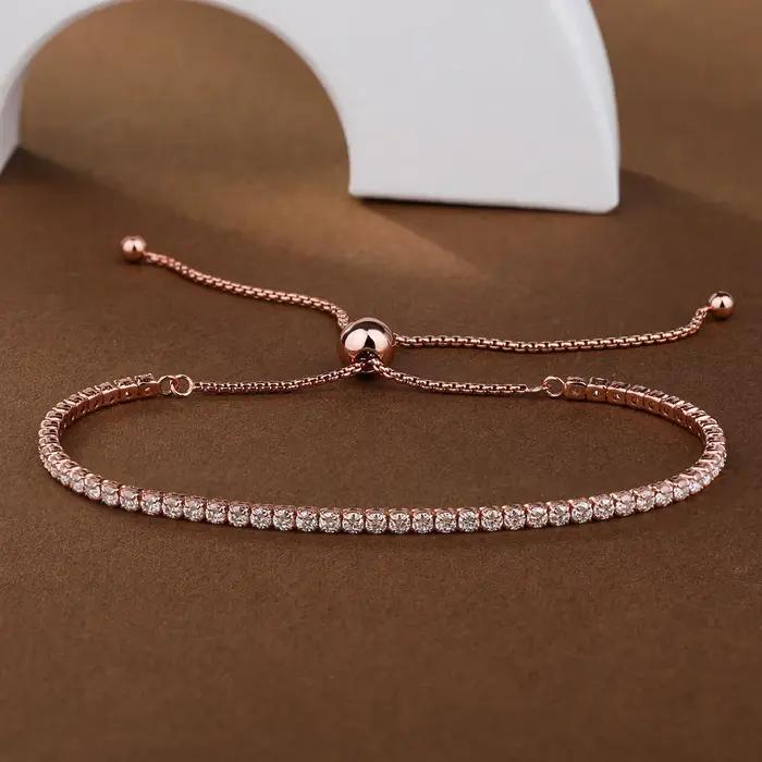 Bracelet tennis en moissanite ronde de 2 mm pour femmes