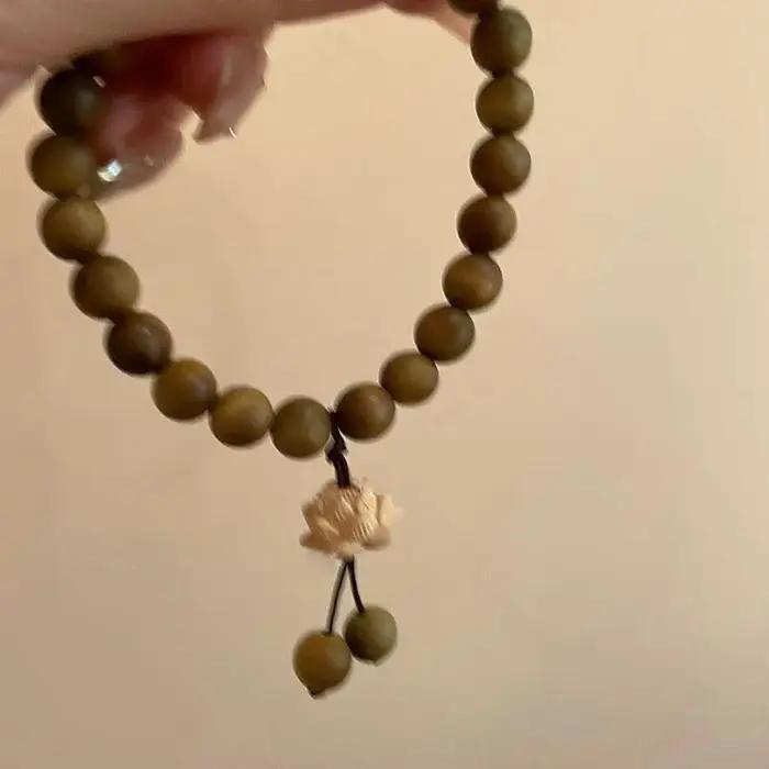 Bracelets Vintage en bois avec pendentif fleur de Lotus pour femmes et filles