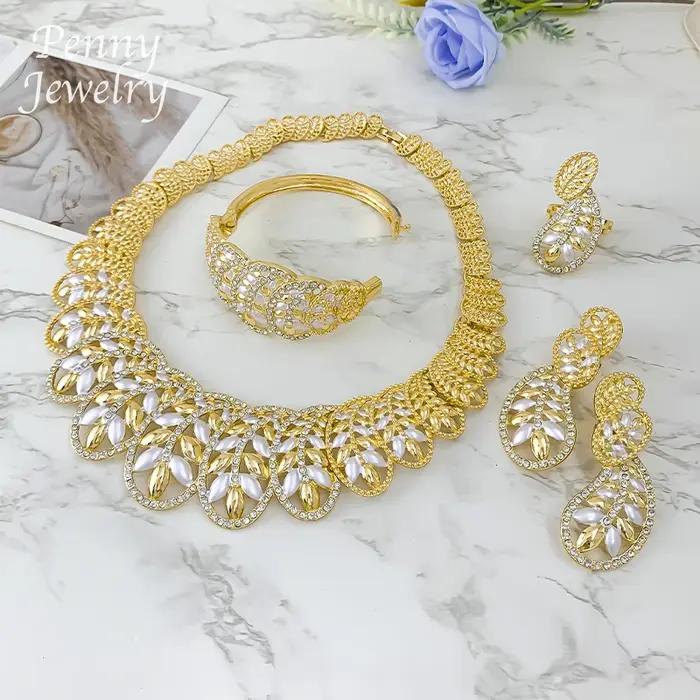 Collier exagéré deux tons strass pour femmes