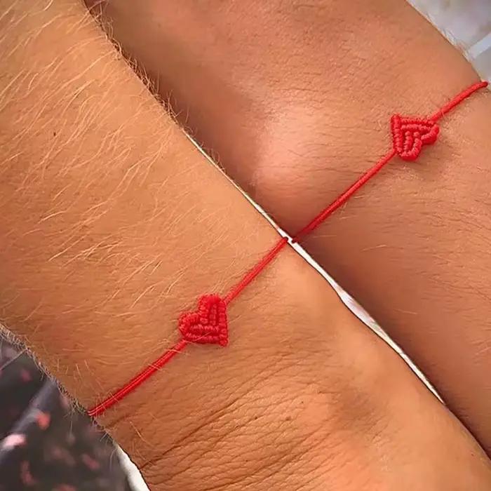 Bracelet en forme de cœur, style bohème, réglable, pour couple, bracelet d'amitié tressé, 1 pièce