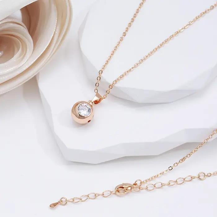 SYOUJYO – collier avec pendentif rond en Zircon naturel scintillant pour femmes